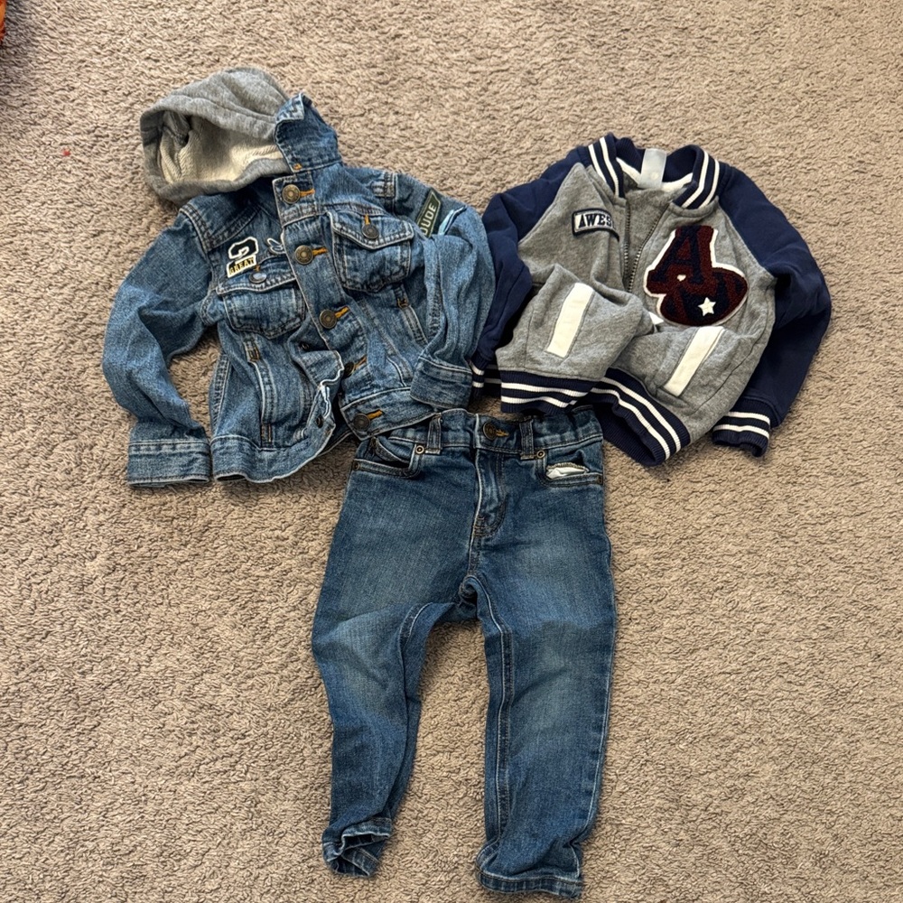 Kids Denim and Varsity Jacket Set